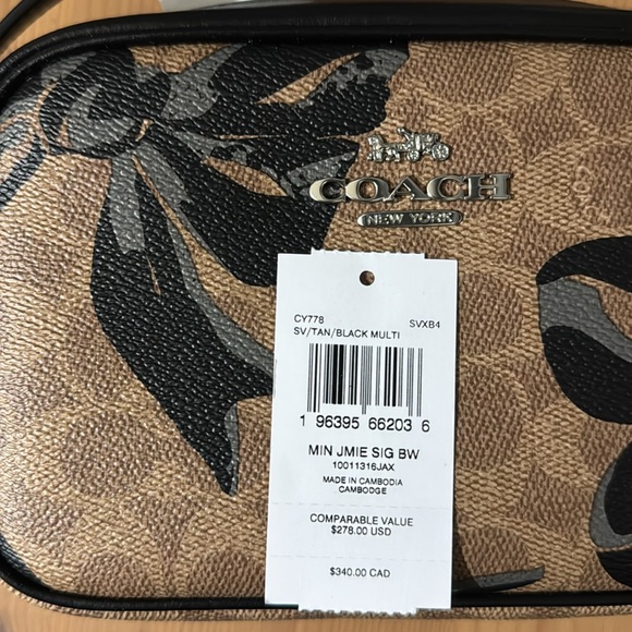🎁 Coach Mini Jamie Camera Bag In Signature Canvas With Bow Print - Picture 9 of 10